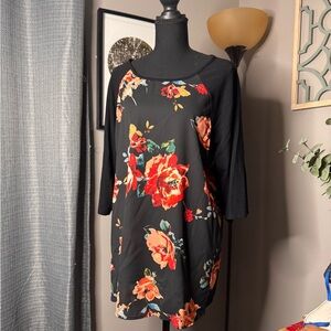 Kaileigh Black Dress with Floral Accents